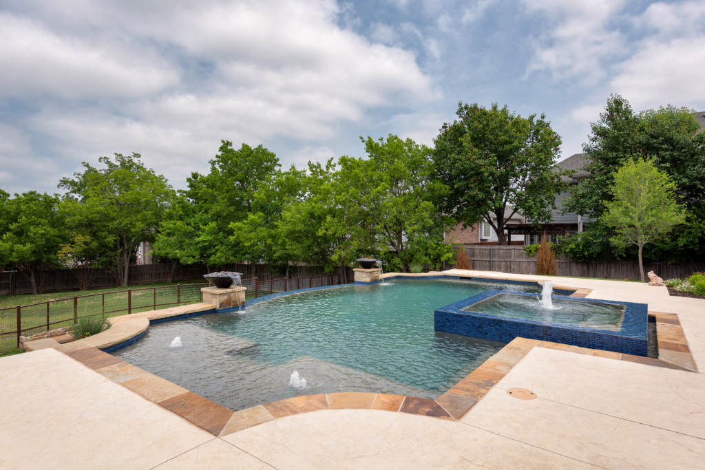 freeform pool with water features